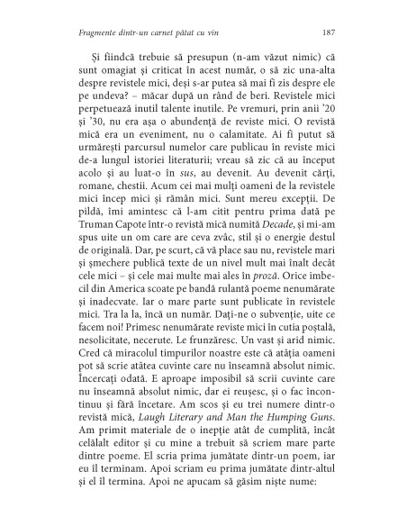 Fragmente dintr-un carnet pătat cu vin