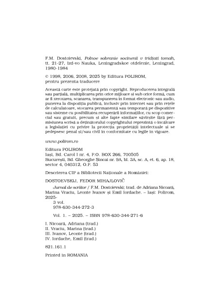 Jurnal de scriitor. Volumul I