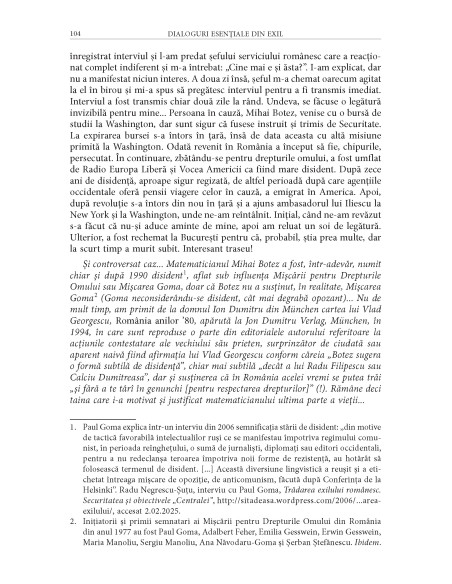 Dialoguri esenţiale din exil