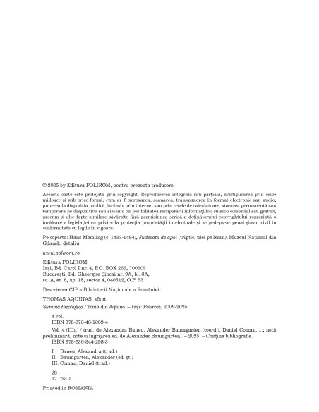 Summa theologica. Volumul IV