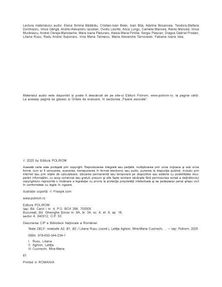 Teste DELF. Nivelurile A2, B1, B2