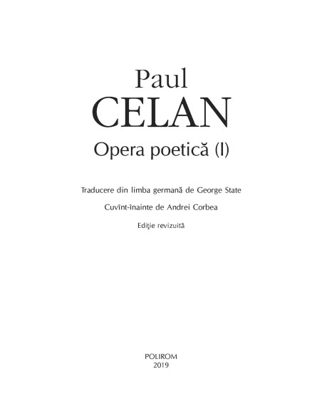 Pachet promoţional Opera poetică Paul Celan