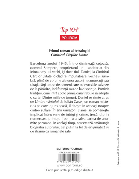 Pachet promoţional tetralogia Cimitirul Cărţilor Uitate Top 10+