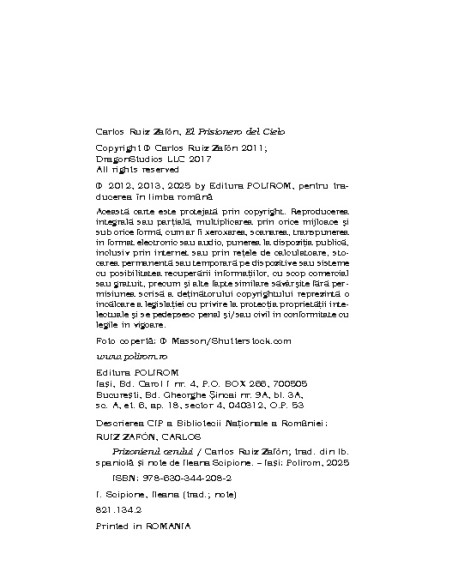 Pachet promoţional tetralogia Cimitirul Cărţilor Uitate Top 10+