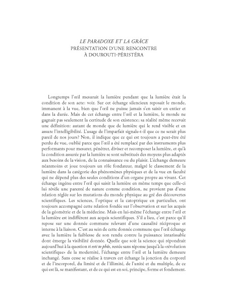 Chôra. L'oeil et le soleil. 2026