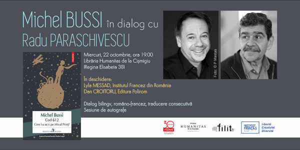 Michel Bussi în dialog cu Radu Paraschivescu la Librăria Humanitas de la Cișmigiu