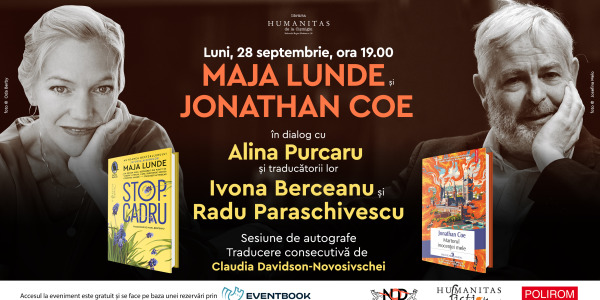 Maja Lunde, Jonathan Coe și traducătorii lor la București, în dialog cu Alina Purcaru