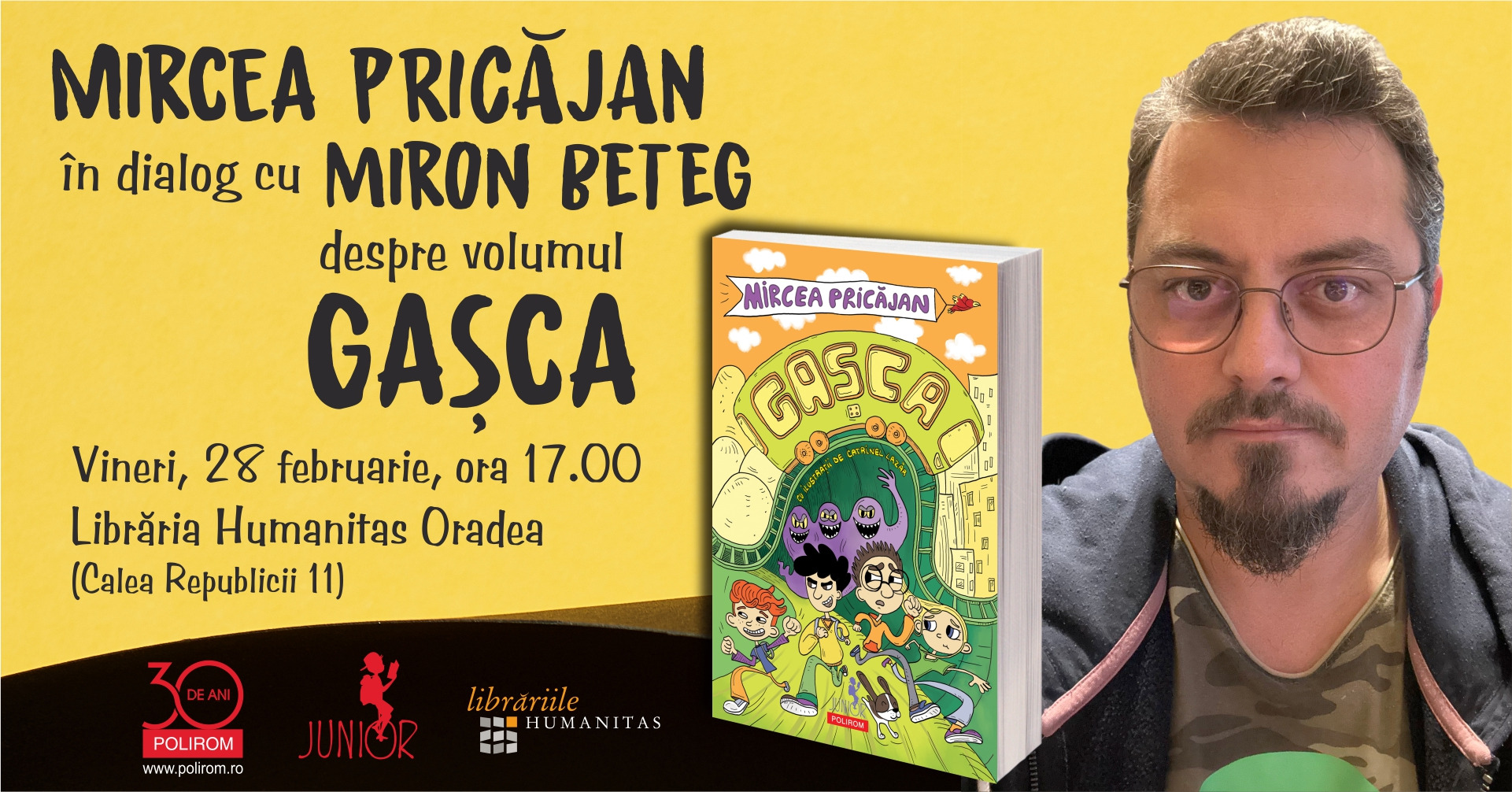 Mircea Pricăjan în dialog cu Miron Beteg despre volumul „Gașca”, la Oradea