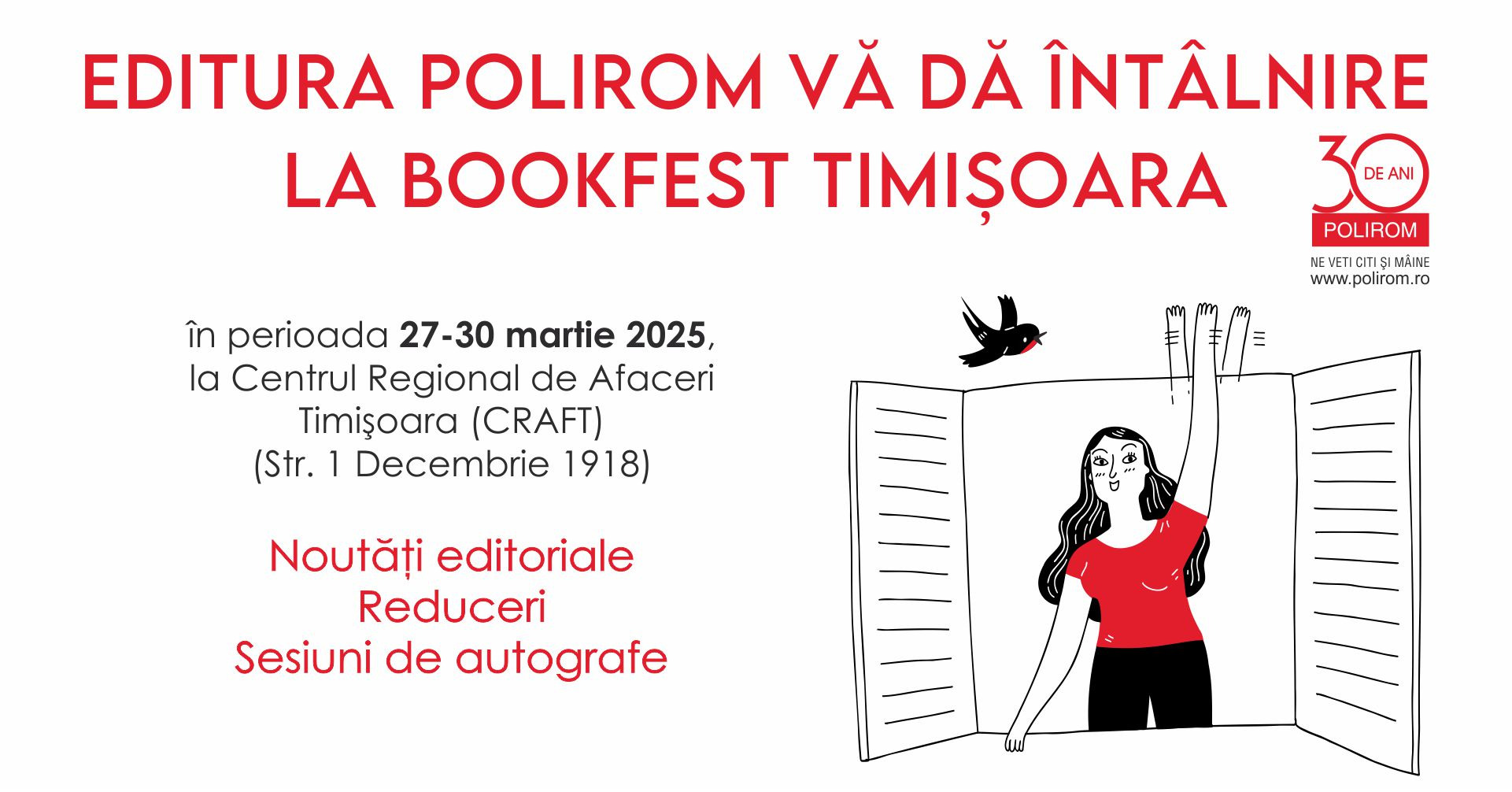 Evenimente Polirom la Salonul de Carte Bookfest Timișoara, ediția 2025