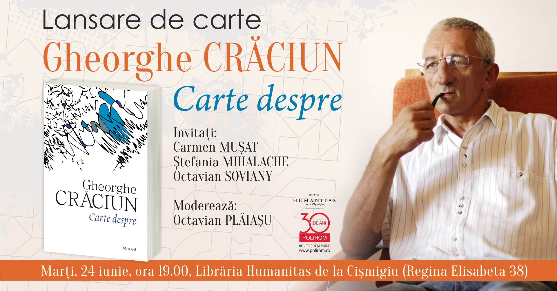Lansare de carte la Librăria Humanitas de la Cișmigiu Gheorghe Crăciun, Carte despre