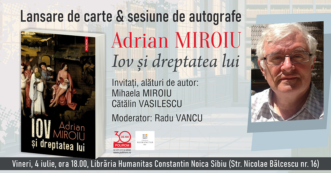 Adrian Miroiu, „Iov și dreptatea lui”: lansare de carte & sesiune de autografe la Sibiu