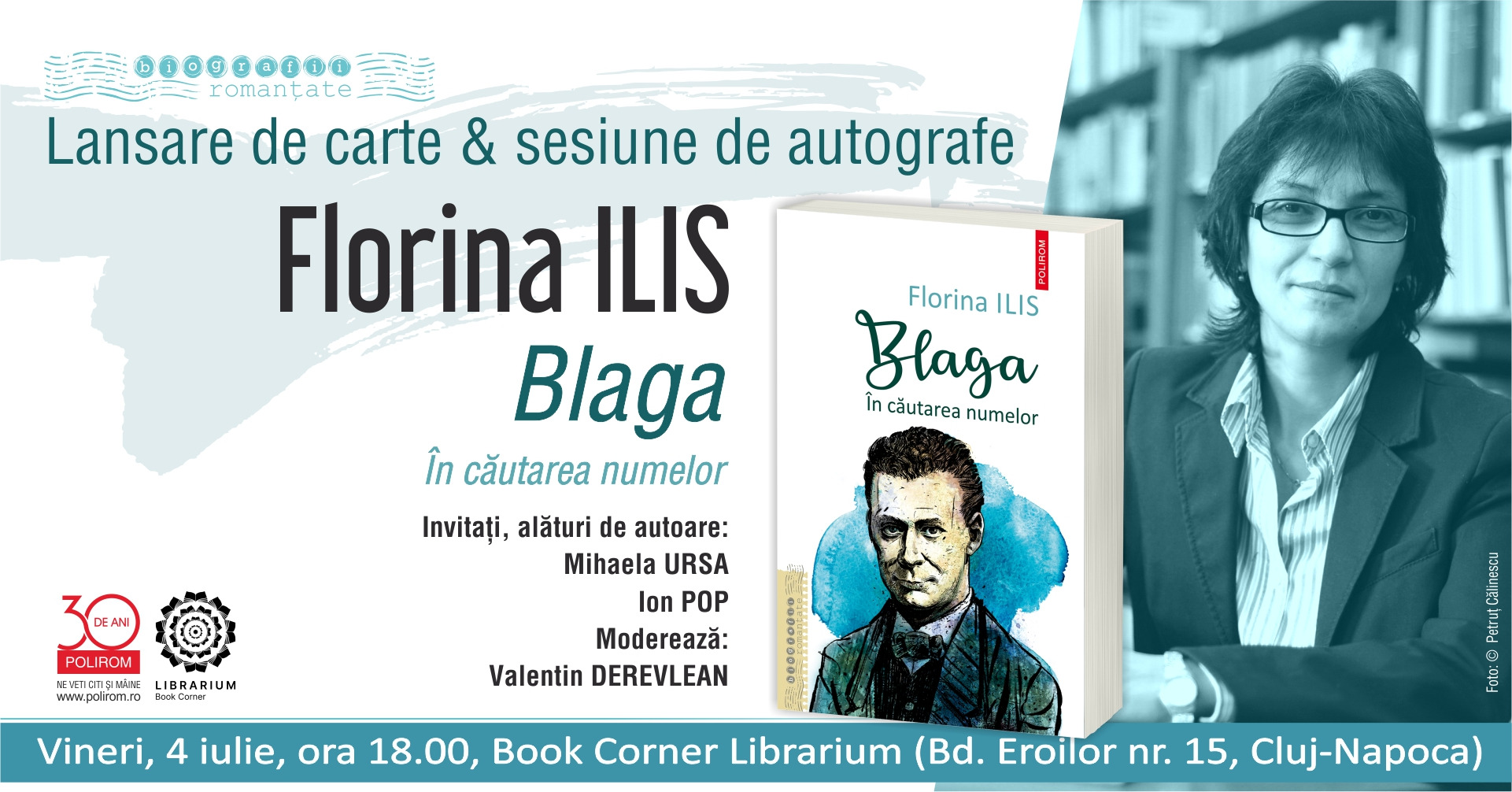 „Blaga. În căutarea numelor” de Florina Ilis. Lansare de carte la Book Corner Librarium Cluj