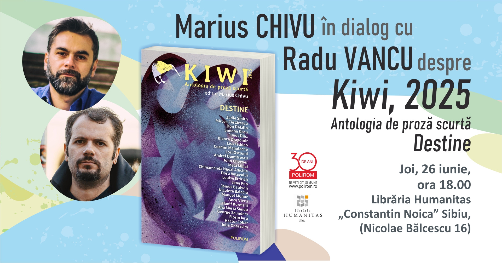 Marius Chivu în dialog cu Radu Vancu la Librăria Humanitas Constantin Noica Sibiu