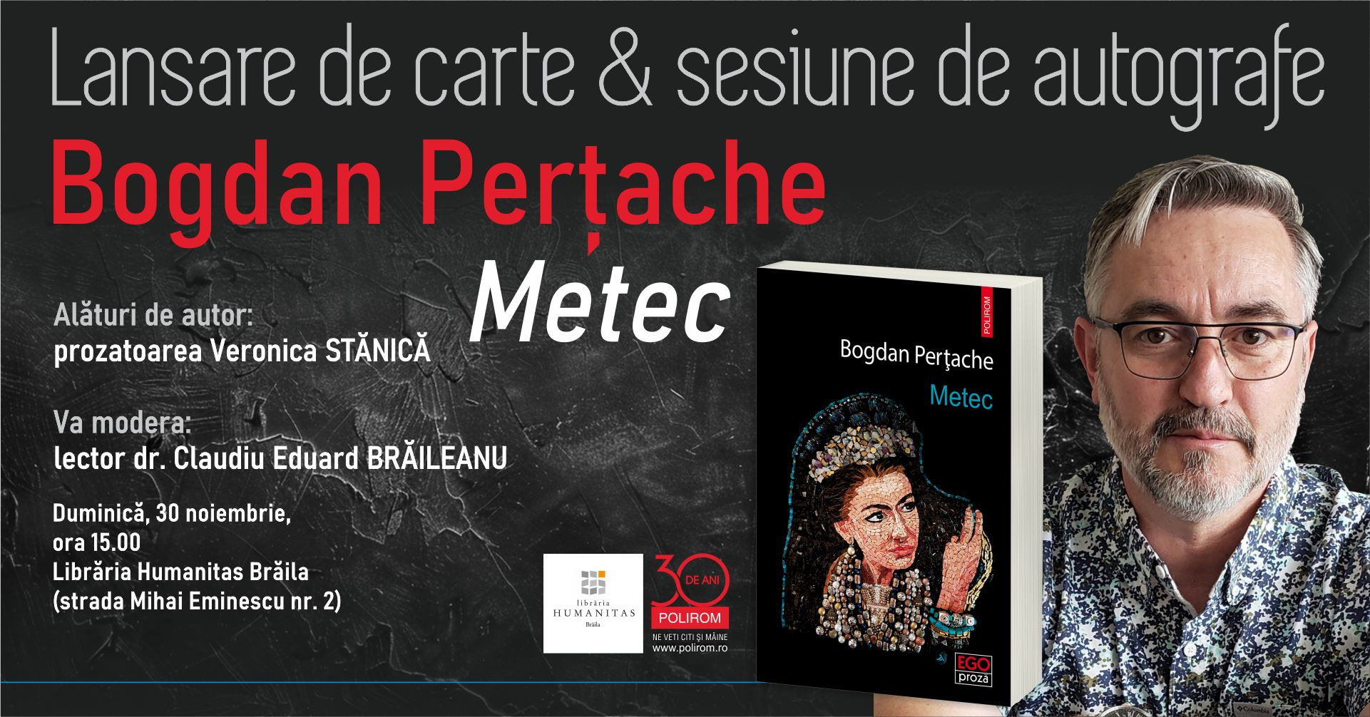 Bogdan Perțache în dialog cu Veronica Stănică la librăria Humanitas din Brăila: Metec