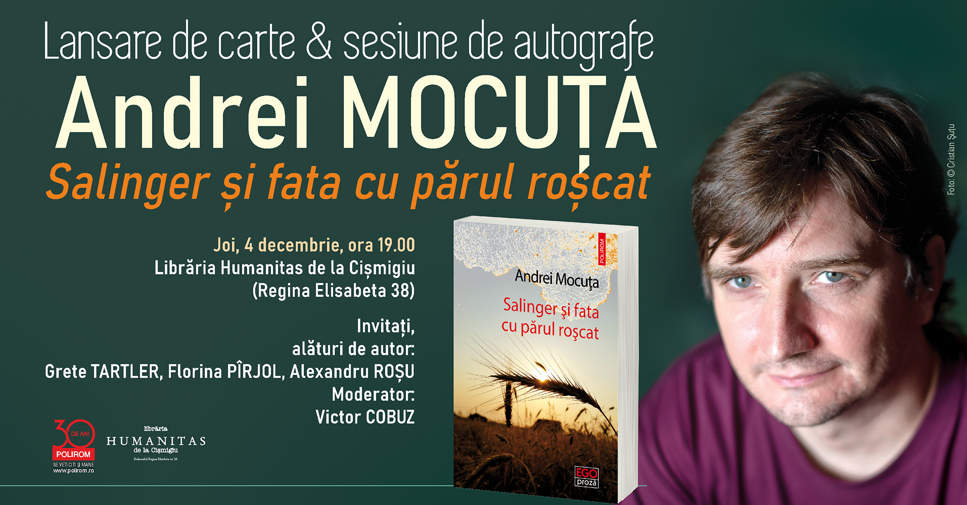 Întâlnire cu Andrei Mocuța la București: Salinger și fata cu părul roșcat
