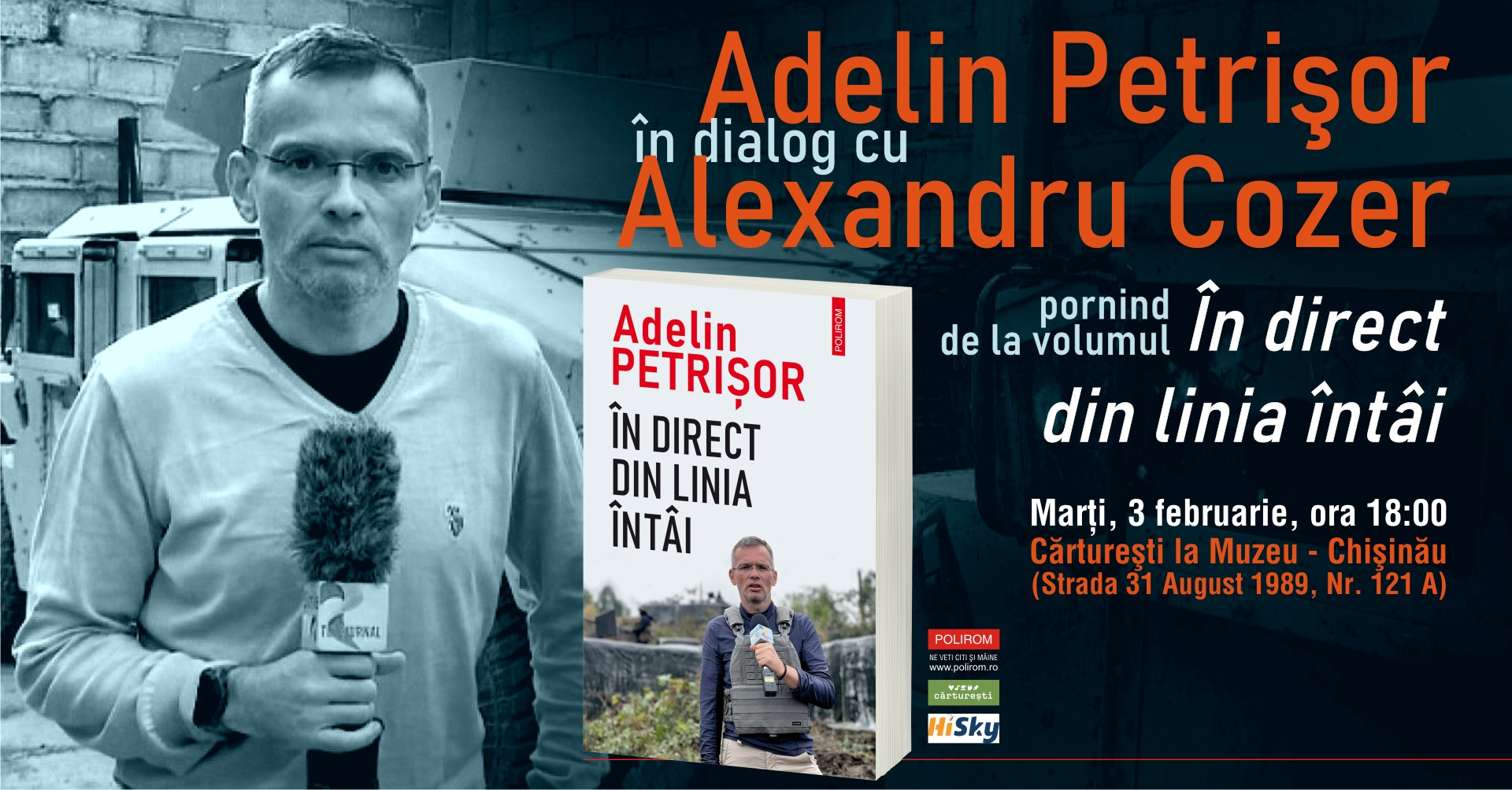 Adelin Petrișor în dialog cu Alexandru Cozer la Cărturești Chișinău