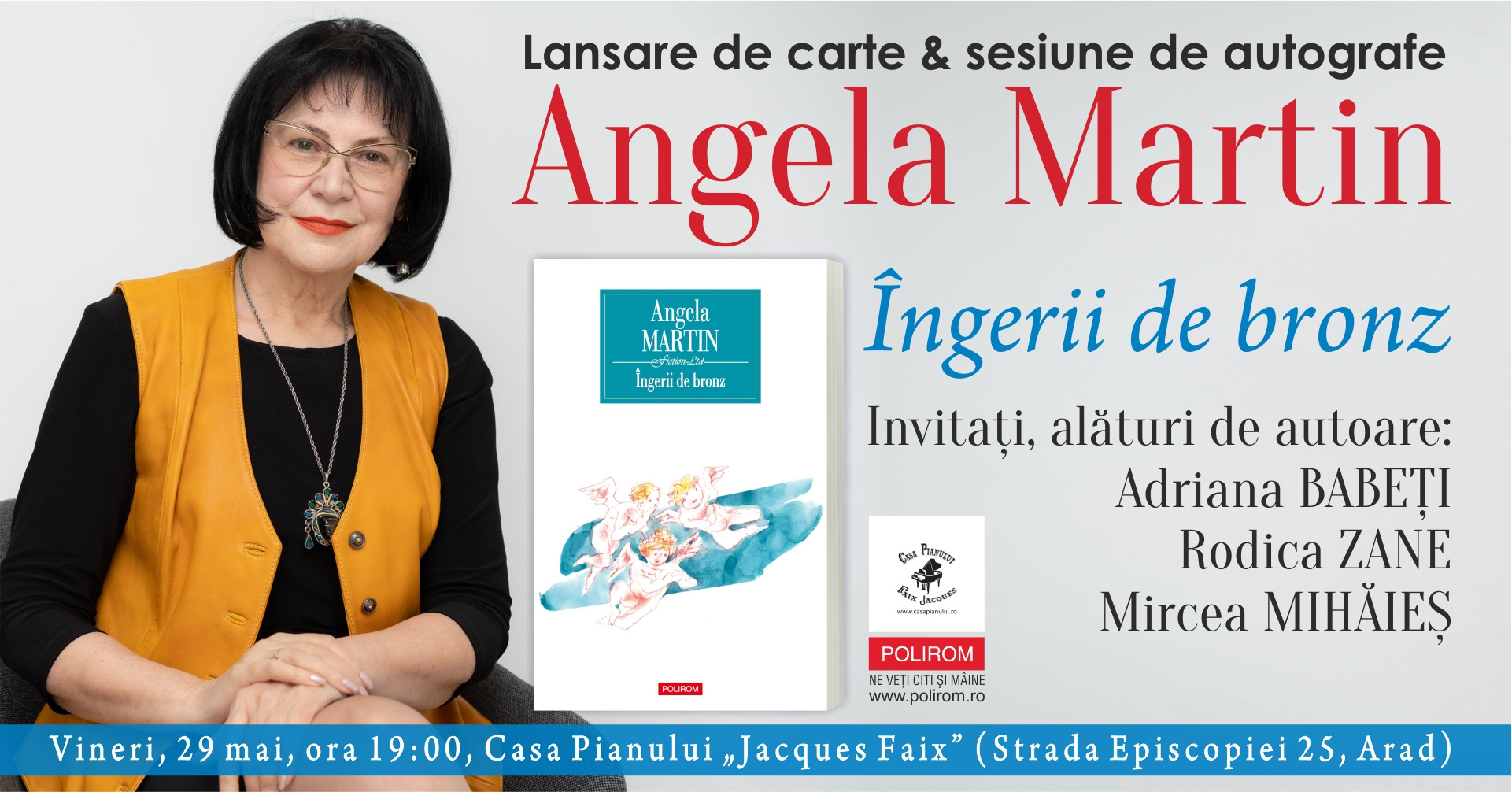 Lansare de carte & sesiune de autografe: Angela Martin, Îngerii de bronz