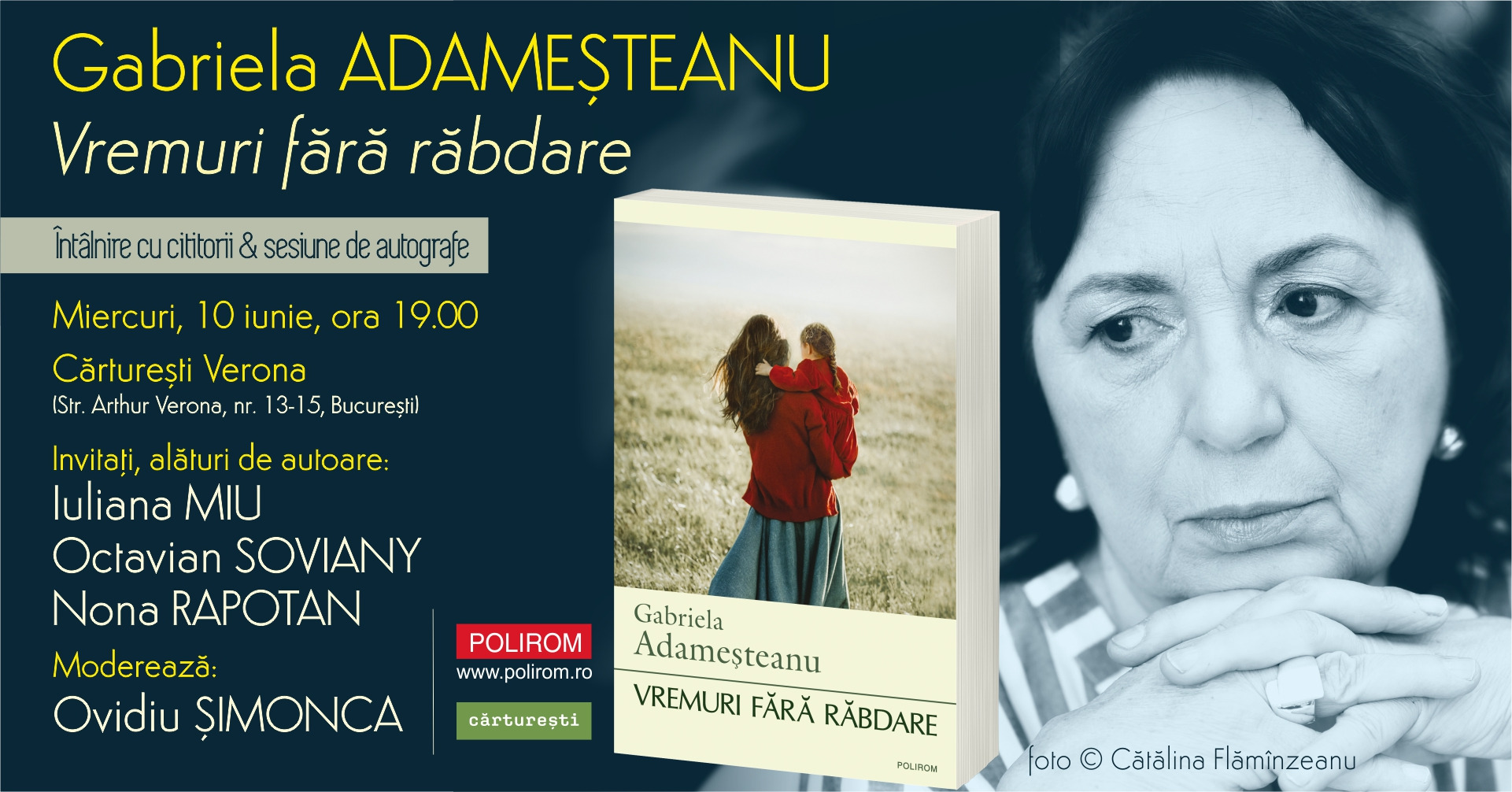 Întâlnire cu cititorii & sesiune de autografe: Gabriela Adameșteanu, Vremuri fără răbdare