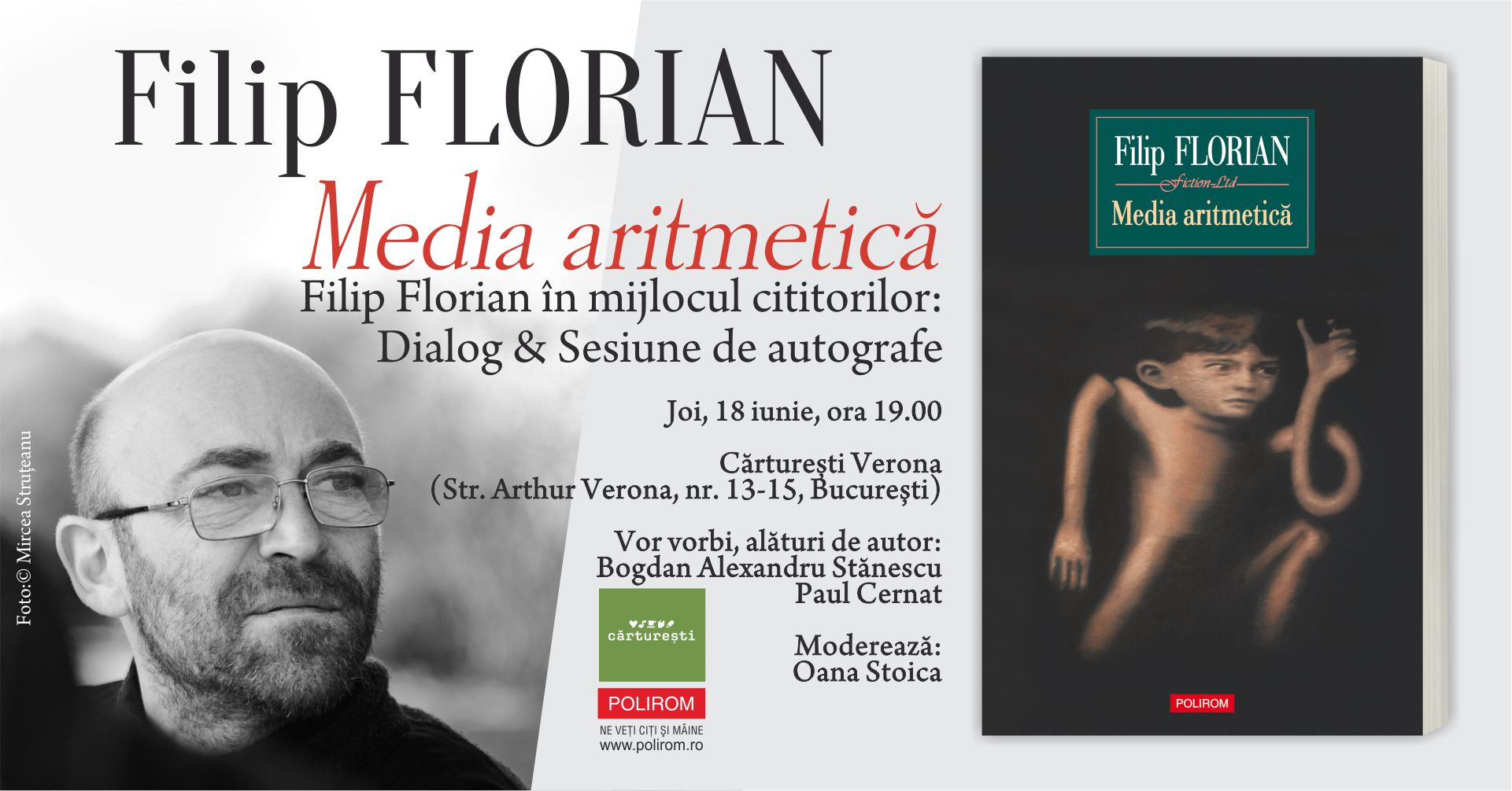 Filip Florian, Media aritmetică. Lansare de carte la București